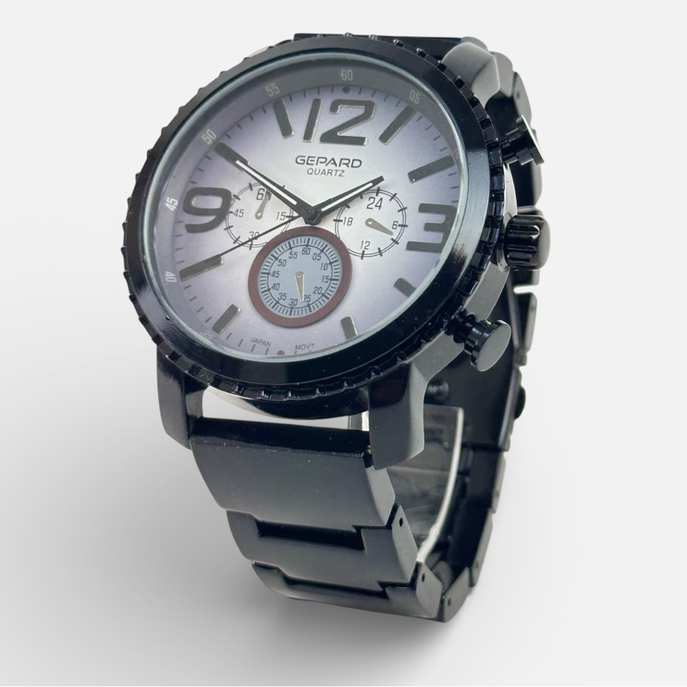 GEPARD Super Large Black and Smoke Gray Watch